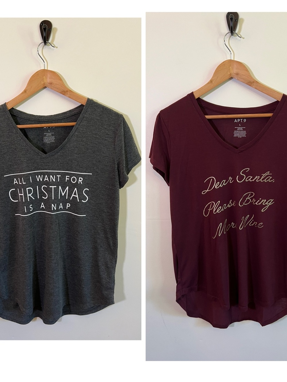 Women’s Christmas Graphic Tee Bundle Large Holiday Lounge Pajama Shirts